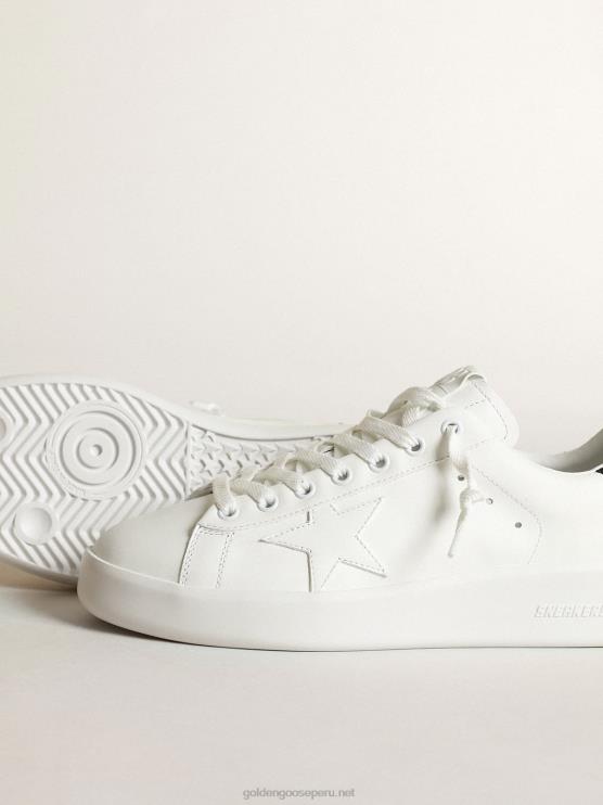 FDVPX204 Golden Goose mujer Zapatillas deportivas purestar de piel blanca con estrella tono sobre tono y refuerzo del talón con cristales de swarovski negros