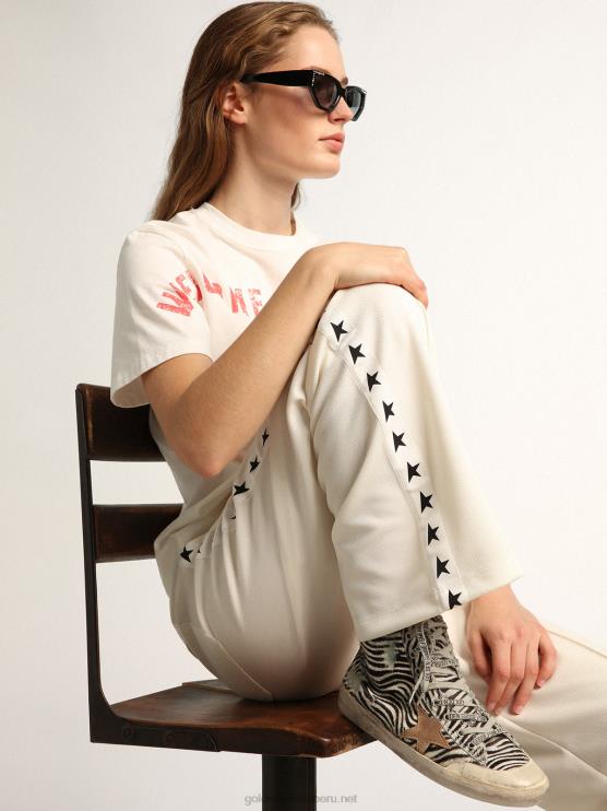FDVPX119 Golden Goose mujer Deportivas francy penstar ltd de piel de potro con estampado de cebra y estrella de ante color tabaco