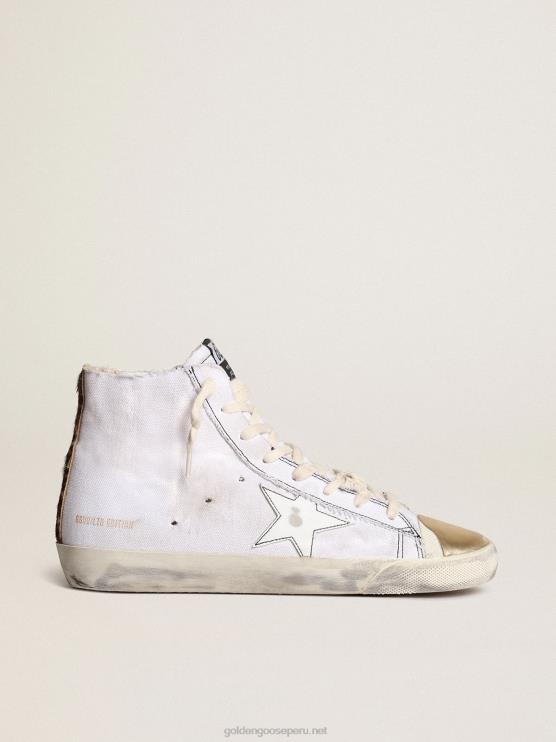 FDVPX28 Golden Goose mujer zapatillas francy lab con estrella de piel blanca y puntera de piel metalizada dorada