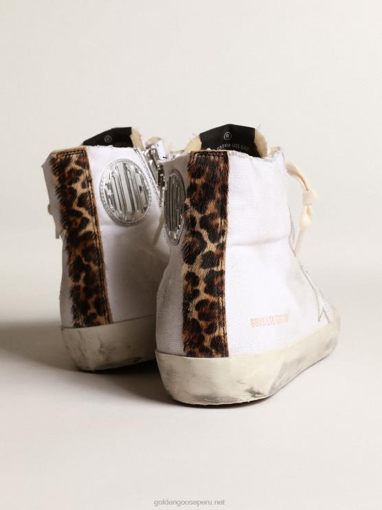 FDVPX28 Golden Goose mujer zapatillas francy lab con estrella de piel blanca y puntera de piel metalizada dorada
