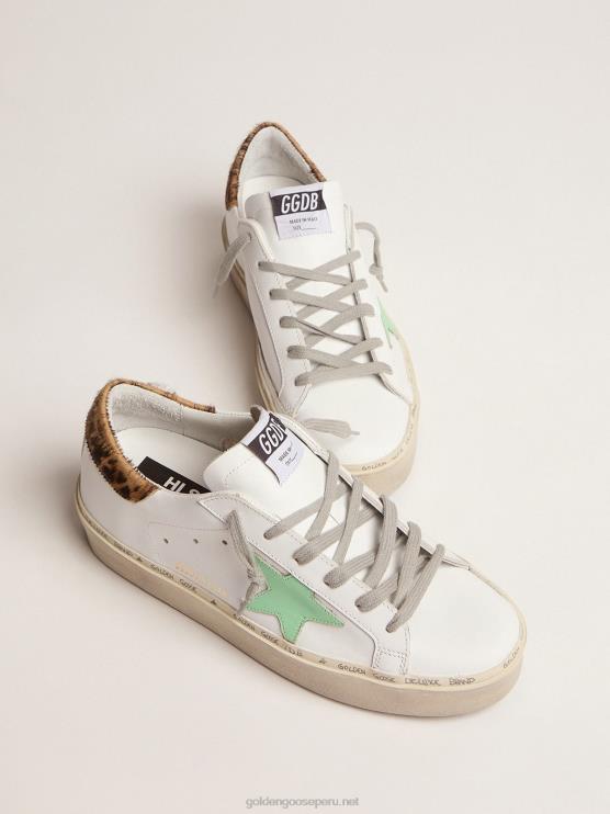 FDVPX112 Golden Goose mujer zapatillas hi star con refuerzo del talón con estampado de leopardo