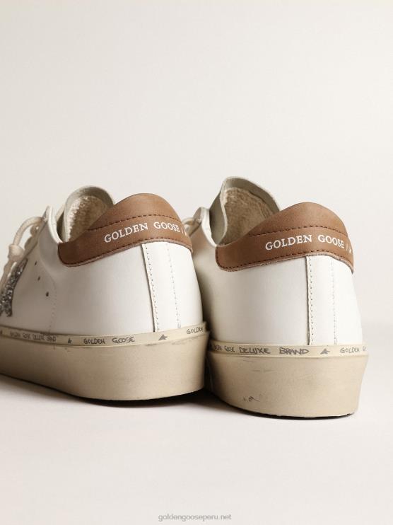 FDVPX218 Golden Goose mujer hola estrella con estrella plateada brillante y refuerzo del talón de nubuck gris paloma