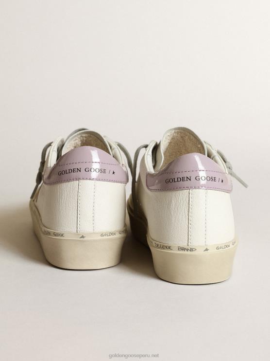 FDVPX281 Golden Goose mujer Hola estrella blanca con una estrella dorada y refuerzo del talón de naplak lila