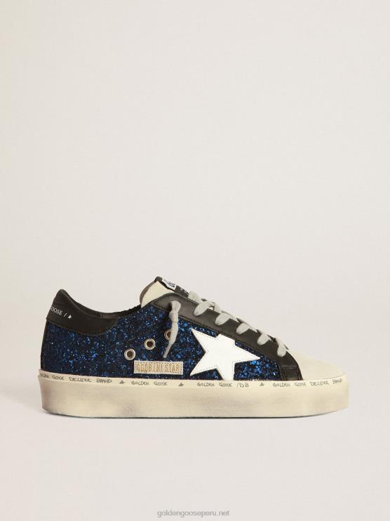 FDVPX39 Golden Goose mujer zapatillas hi star de ante con purpurina azul