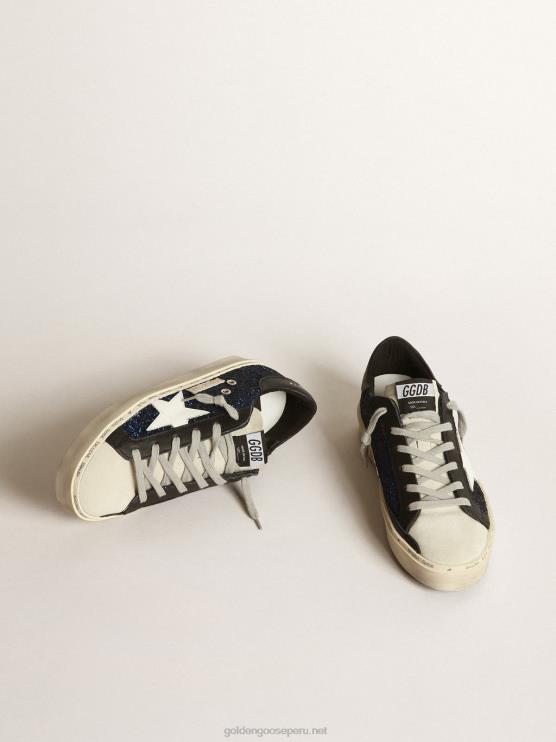 FDVPX39 Golden Goose mujer zapatillas hi star de ante con purpurina azul