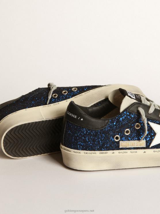 FDVPX39 Golden Goose mujer zapatillas hi star de ante con purpurina azul