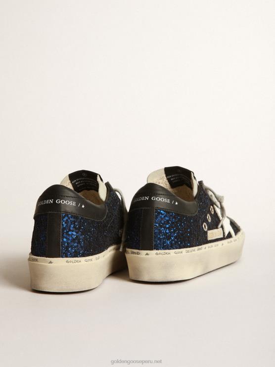 FDVPX39 Golden Goose mujer zapatillas hi star de ante con purpurina azul