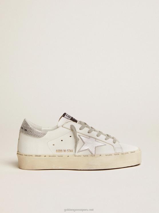 FDVPX93 Golden Goose mujer zapatillas hi star con tira plateada en el talón