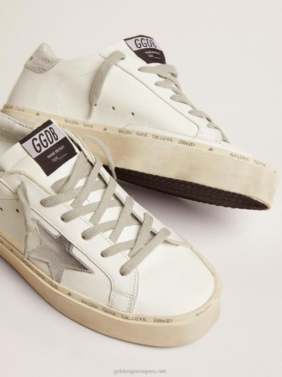 FDVPX93 Golden Goose mujer zapatillas hi star con tira plateada en el talón