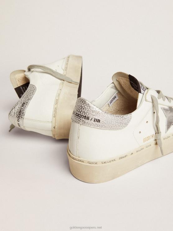 FDVPX93 Golden Goose mujer zapatillas hi star con tira plateada en el talón
