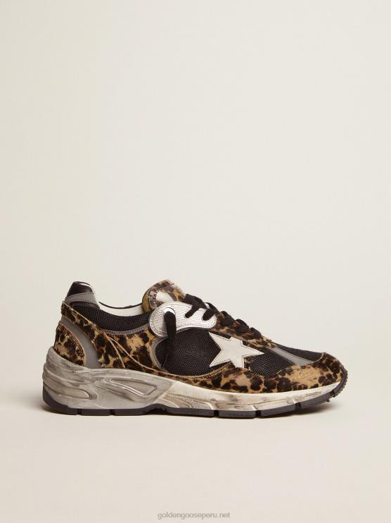 FDVPX89 Golden Goose mujer zapatillas dad-star de piel de potro con estampado de leopardo