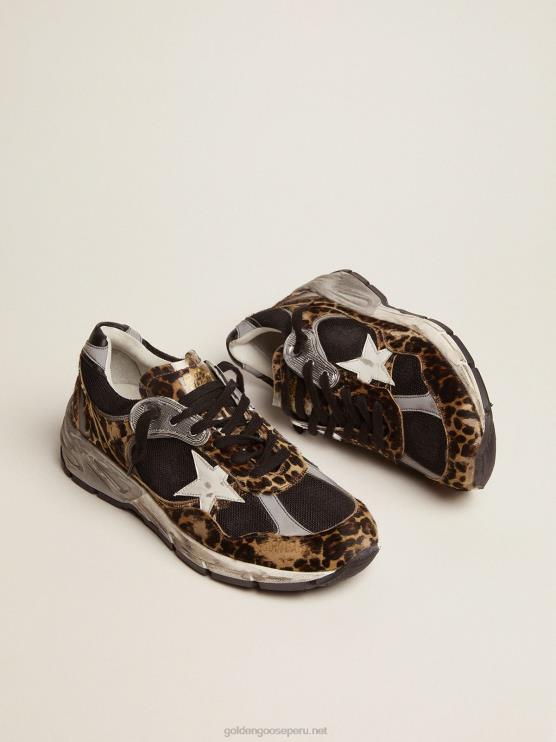 FDVPX89 Golden Goose mujer zapatillas dad-star de piel de potro con estampado de leopardo
