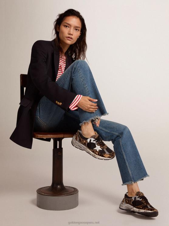 FDVPX89 Golden Goose mujer zapatillas dad-star de piel de potro con estampado de leopardo