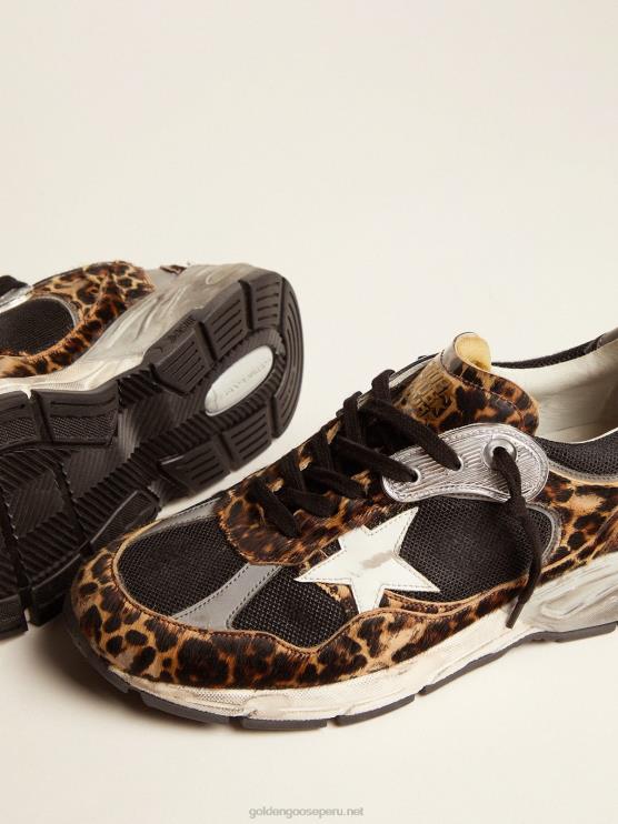 FDVPX89 Golden Goose mujer zapatillas dad-star de piel de potro con estampado de leopardo