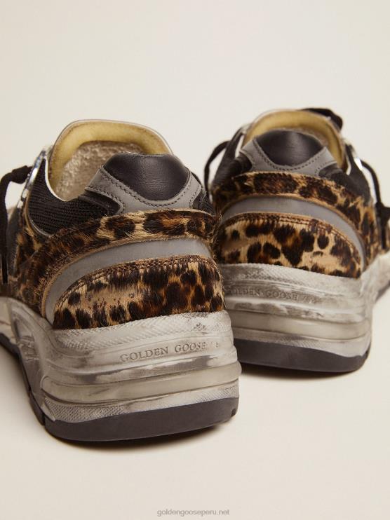 FDVPX89 Golden Goose mujer zapatillas dad-star de piel de potro con estampado de leopardo