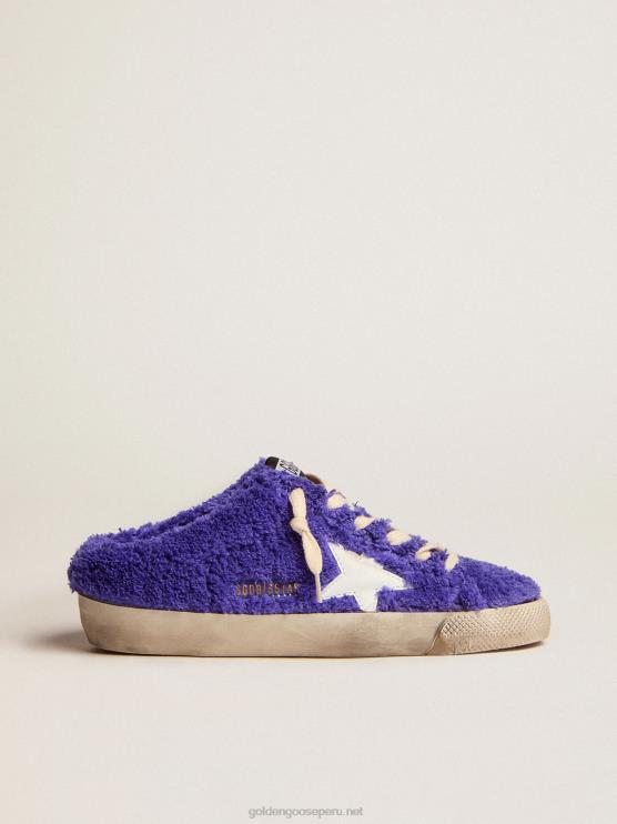 FDVPX111 Golden Goose mujer zuecos super-star de rizo azul royal con estrella de piel blanca