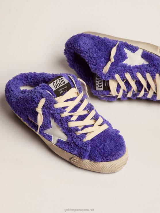 FDVPX111 Golden Goose mujer zuecos super-star de rizo azul royal con estrella de piel blanca