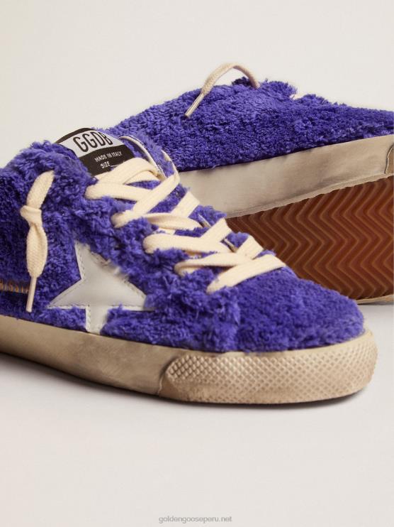 FDVPX111 Golden Goose mujer zuecos super-star de rizo azul royal con estrella de piel blanca