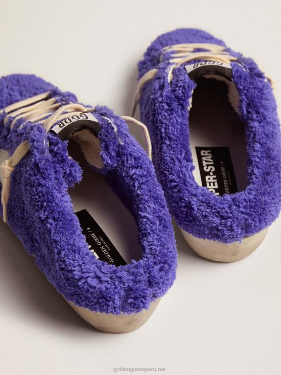 FDVPX111 Golden Goose mujer zuecos super-star de rizo azul royal con estrella de piel blanca