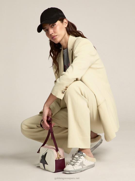 FDVPX96 Golden Goose mujer zuecos superestrella de piel blanca con forro de borrego
