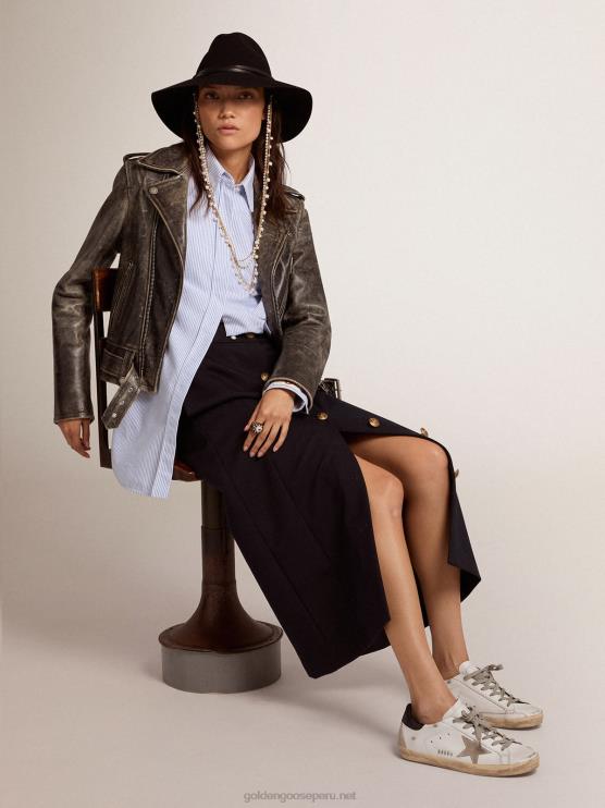 FDVPX10 Golden Goose mujer zapatillas super-star con refuerzo negro en el talón y letras con tachuelas de metal