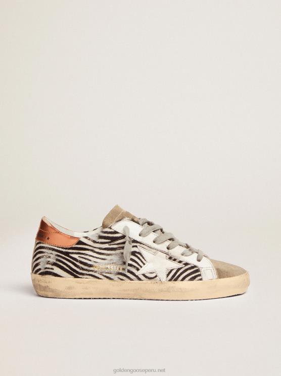 FDVPX123 Golden Goose mujer Zapatillas deportivas super-star ltd de piel de potro con estampado de cebra y estrella de piel blanca
