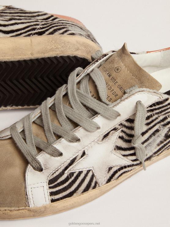 FDVPX123 Golden Goose mujer Zapatillas deportivas super-star ltd de piel de potro con estampado de cebra y estrella de piel blanca