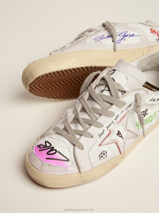 FDVPX127 Golden Goose mujer Zapatillas deportivas super-star dream maker en color blanco con construcción invertida y detalles multicolores ocultos