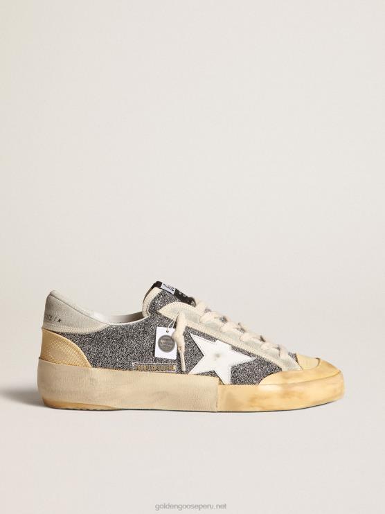 FDVPX140 Golden Goose mujer Super-Star Lab con estrella blanca y parte superior con purpurina de Swarovski.