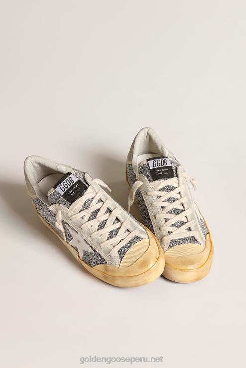 FDVPX140 Golden Goose mujer Super-Star Lab con estrella blanca y parte superior con purpurina de Swarovski.
