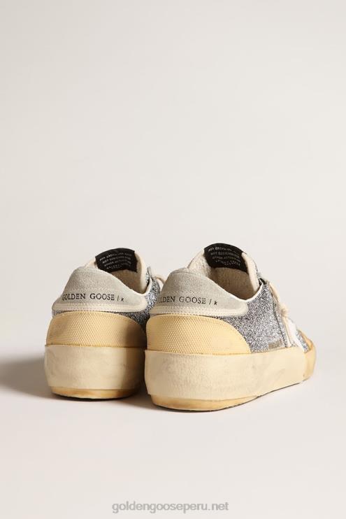 FDVPX140 Golden Goose mujer Super-Star Lab con estrella blanca y parte superior con purpurina de Swarovski.
