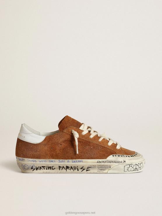 FDVPX147 Golden Goose mujer super-star ltd en ante tostado con estrella perforada