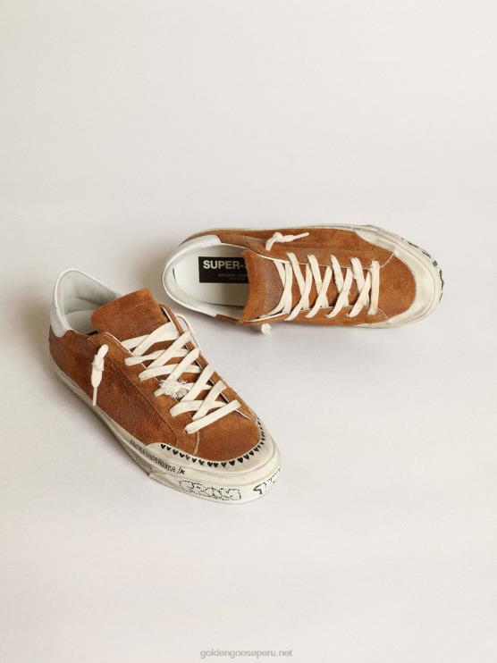 FDVPX147 Golden Goose mujer super-star ltd en ante tostado con estrella perforada