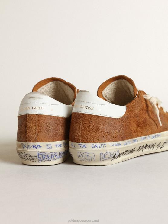 FDVPX147 Golden Goose mujer super-star ltd en ante tostado con estrella perforada