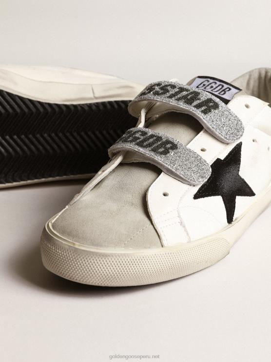 FDVPX165 Golden Goose mujer old school con estrella de ante y correas de cristal swarovski