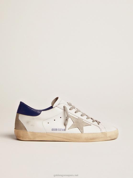 FDVPX184 Golden Goose mujer zapatillas super-star con estrella de ante y refuerzo azul en el talón