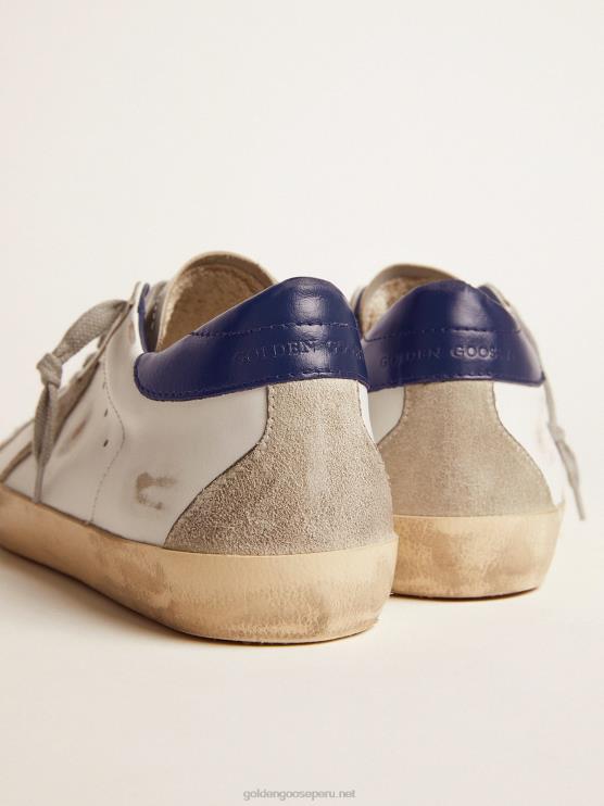 FDVPX184 Golden Goose mujer zapatillas super-star con estrella de ante y refuerzo azul en el talón
