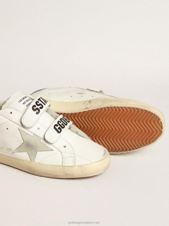 FDVPX185 Golden Goose mujer old school con estrella de ante gris hielo y refuerzo del talón azul claro