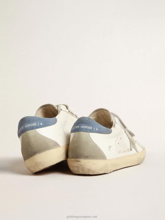 FDVPX185 Golden Goose mujer old school con estrella de ante gris hielo y refuerzo del talón azul claro