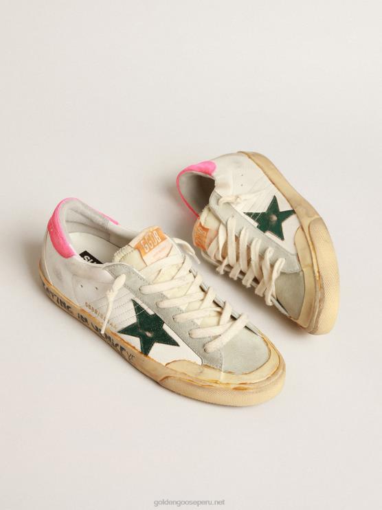 FDVPX188 Golden Goose mujer Super-star penstar con estrella verde y refuerzo de talón de langosta fluorescente