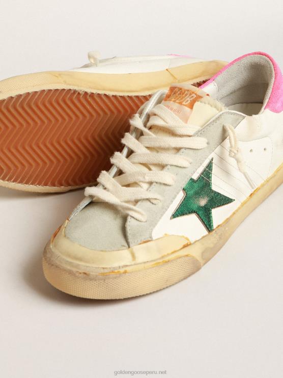 FDVPX188 Golden Goose mujer Super-star penstar con estrella verde y refuerzo de talón de langosta fluorescente