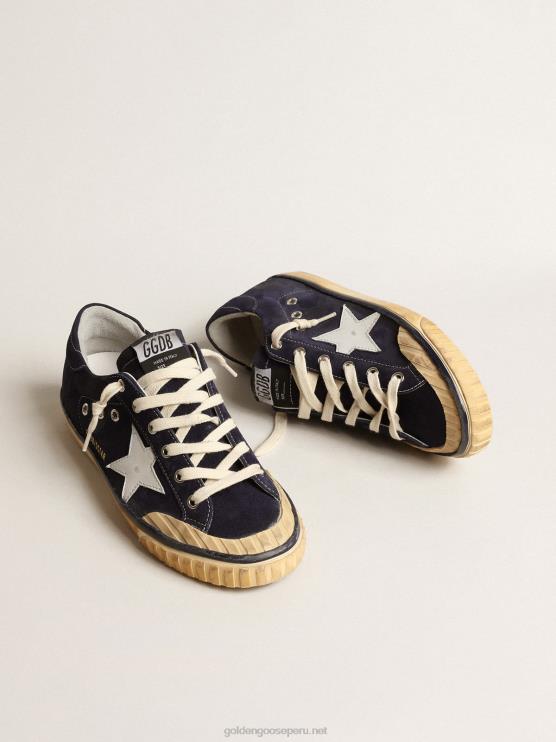 FDVPX195 Golden Goose mujer super-star penstar ltd de ante azul con estrella blanca