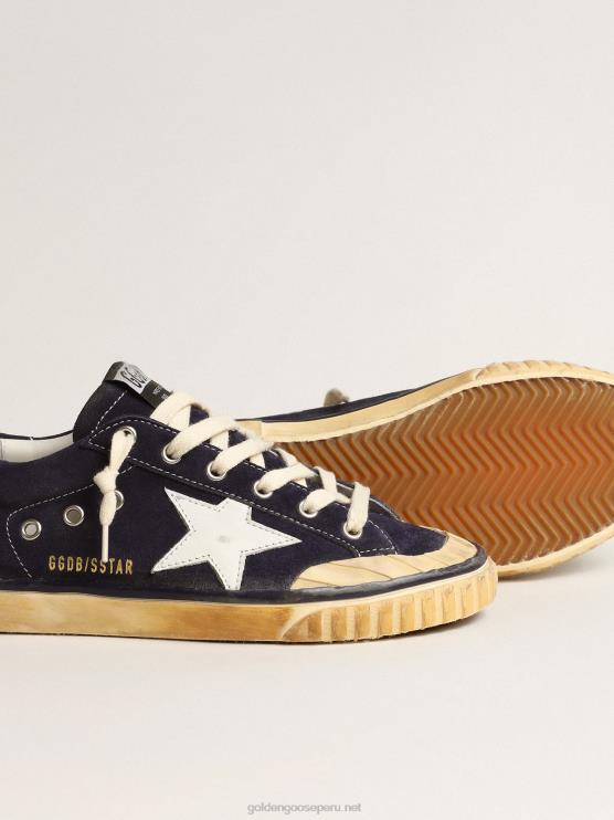 FDVPX195 Golden Goose mujer super-star penstar ltd de ante azul con estrella blanca