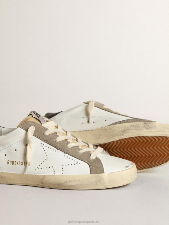 FDVPX1 Golden Goose mujer zapatillas deportivas super-star con estrella perforada y refuerzo del talón de piel azul noche brillante