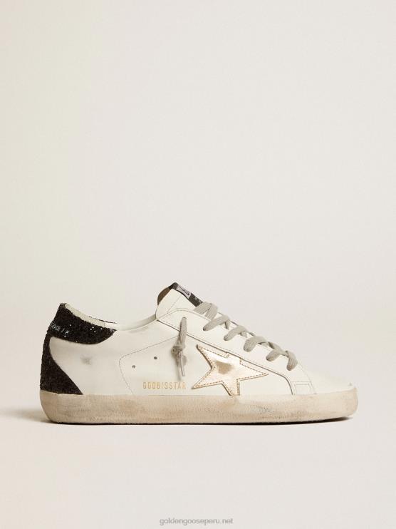 FDVPX203 Golden Goose mujer superestrella con estrella dorada y refuerzo del talón con purpurina negra