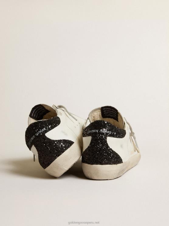 FDVPX203 Golden Goose mujer superestrella con estrella dorada y refuerzo del talón con purpurina negra