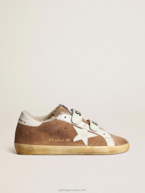 FDVPX226 Golden Goose mujer old school de ante color tabaco con estrella blanca y trabilla en el talón