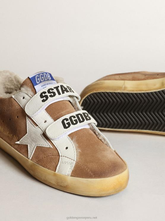 FDVPX226 Golden Goose mujer old school de ante color tabaco con estrella blanca y trabilla en el talón