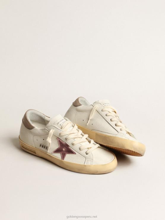 FDVPX229 Golden Goose mujer superestrella de napa blanca con estrella de piel rosa metalizada