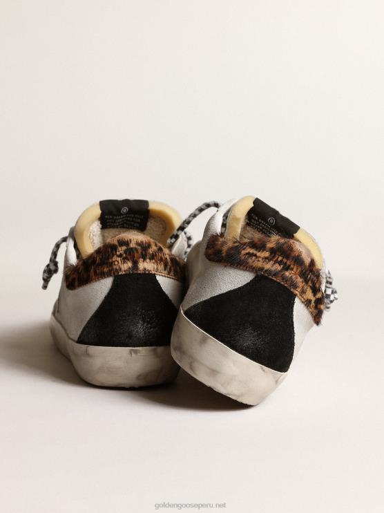 FDVPX234 Golden Goose mujer zapatillas super-star lab con estrella de piel blanca y puntera de cristal swarovski